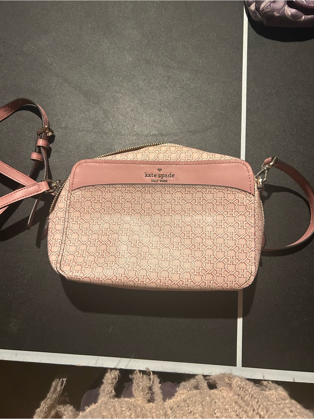 kate spade Blush Pink Logo Pattern Crossbody Bag